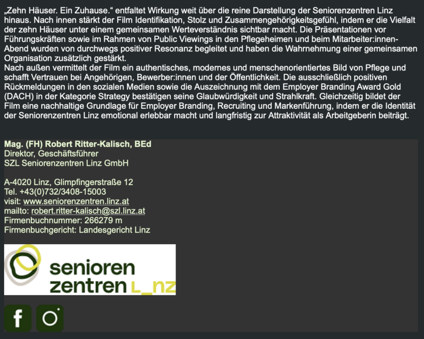 Zehn Häuser, ein Zuhause - Seniorenzentren der Stadt Linz