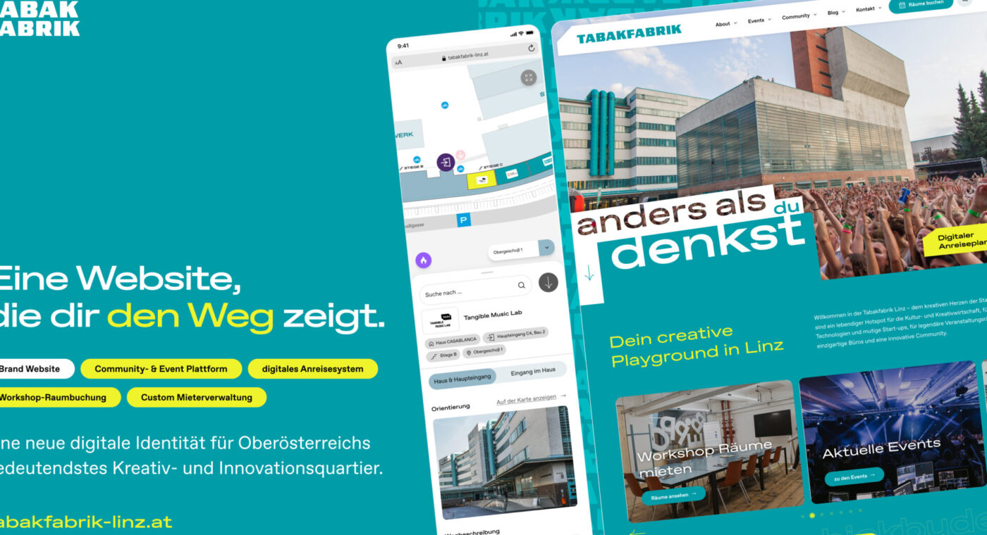 Tabakfabrik Linz: Die neue Community-Website, die auch den Weg kennt.
