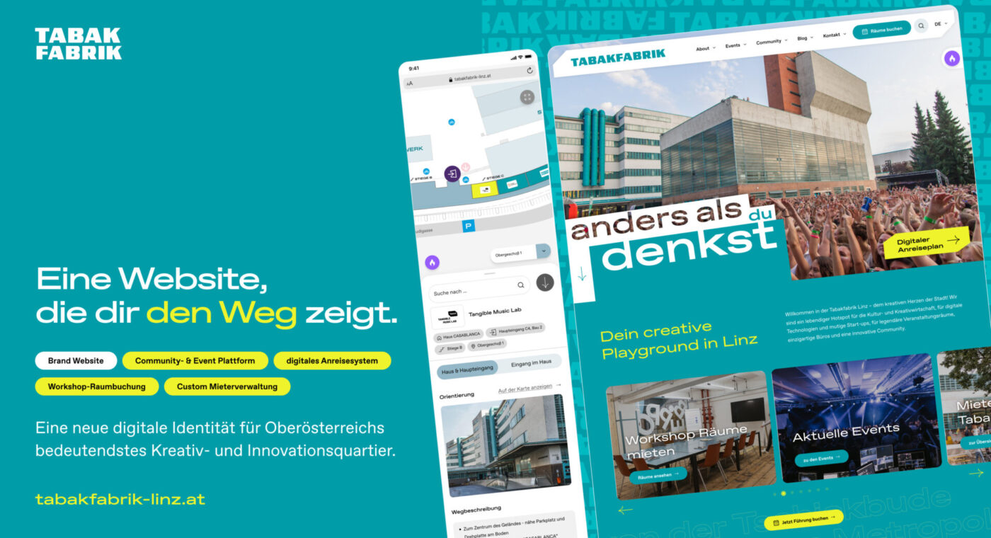 Tabakfabrik Linz: Die neue Community-Website, die auch den Weg kennt.