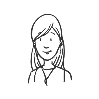 Eine Illustration in schwarz von weiblichen Person mit langen Haaren