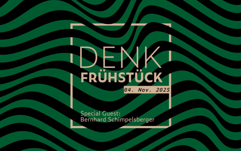 Headerbild Denkfrühstück mit dunkelgrünen und schwarzen Wellenlinien